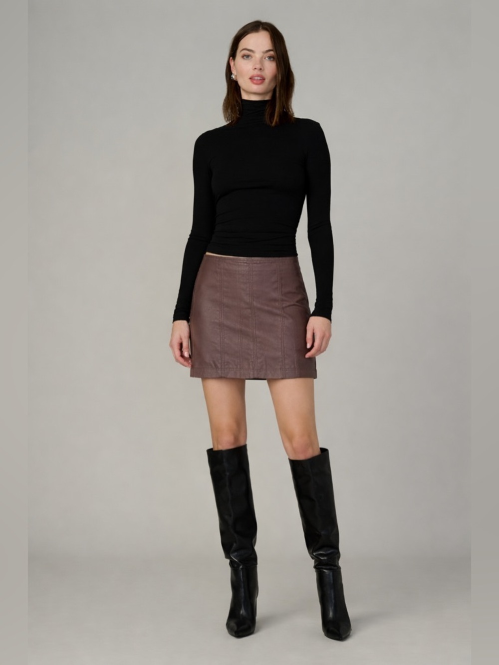Free People Modern Femme Vegan Suede Faux Leather Mini Skirt
